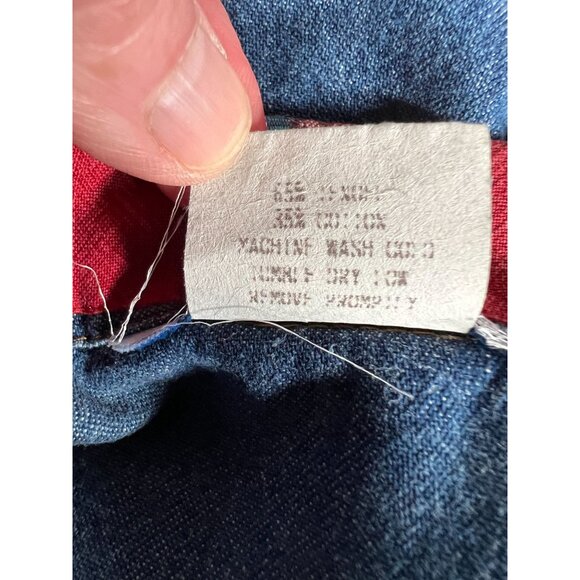 Vintage Denim Shirt With Red Plaid Collar & Pocket Button-Up Size M/L By Thoma 1 - Picture 3 of 16